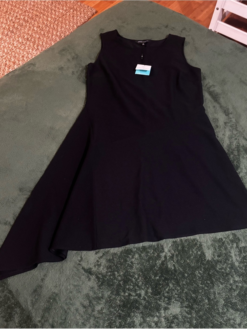 NWT Small Ming Wang Sleeveless Asymmetrical Sheath Dress Black Angled